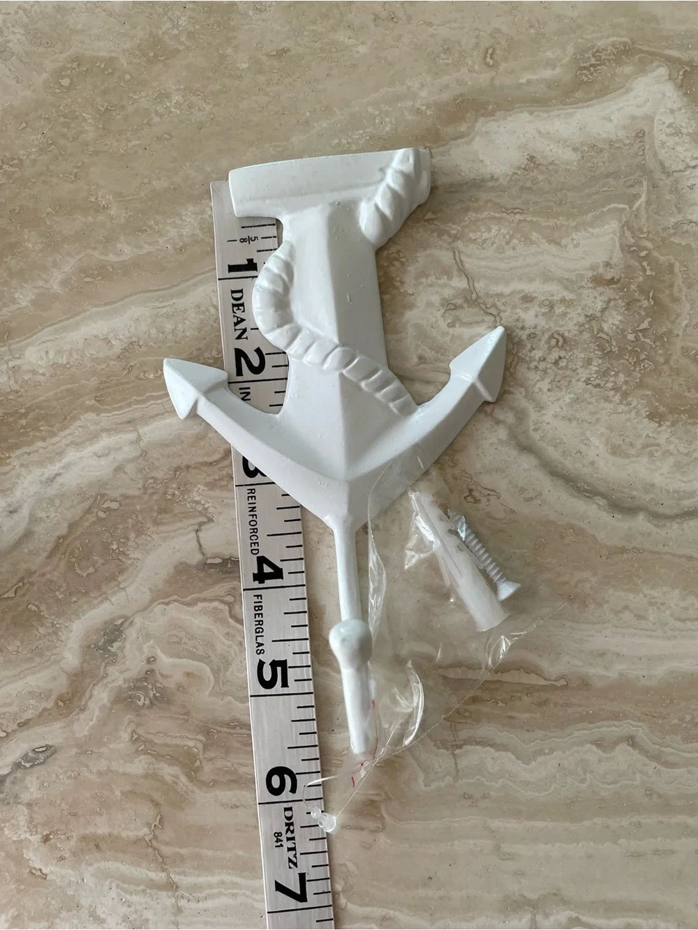 NWT White Nautical Rope & Anchor Wall Hooks - Set of 2